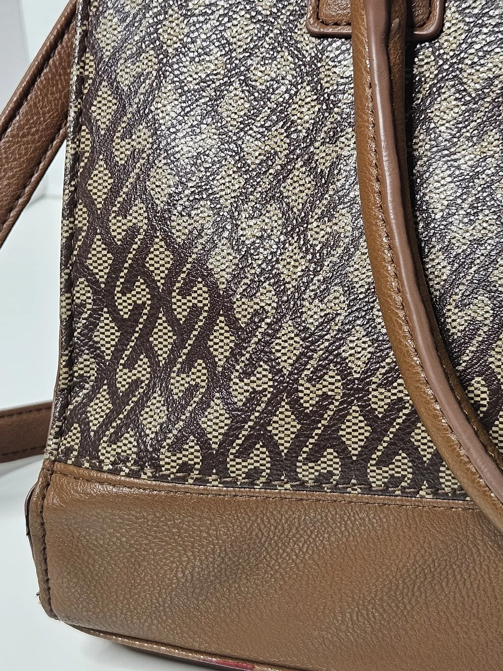 Nine West Brown Patterned Satchel Handbag